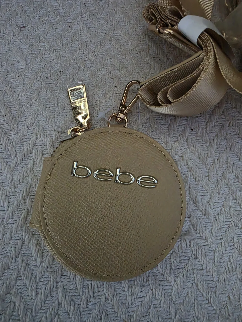 bebe Paisley Canvas Crossbody Bag with Coin Purse in the Almond